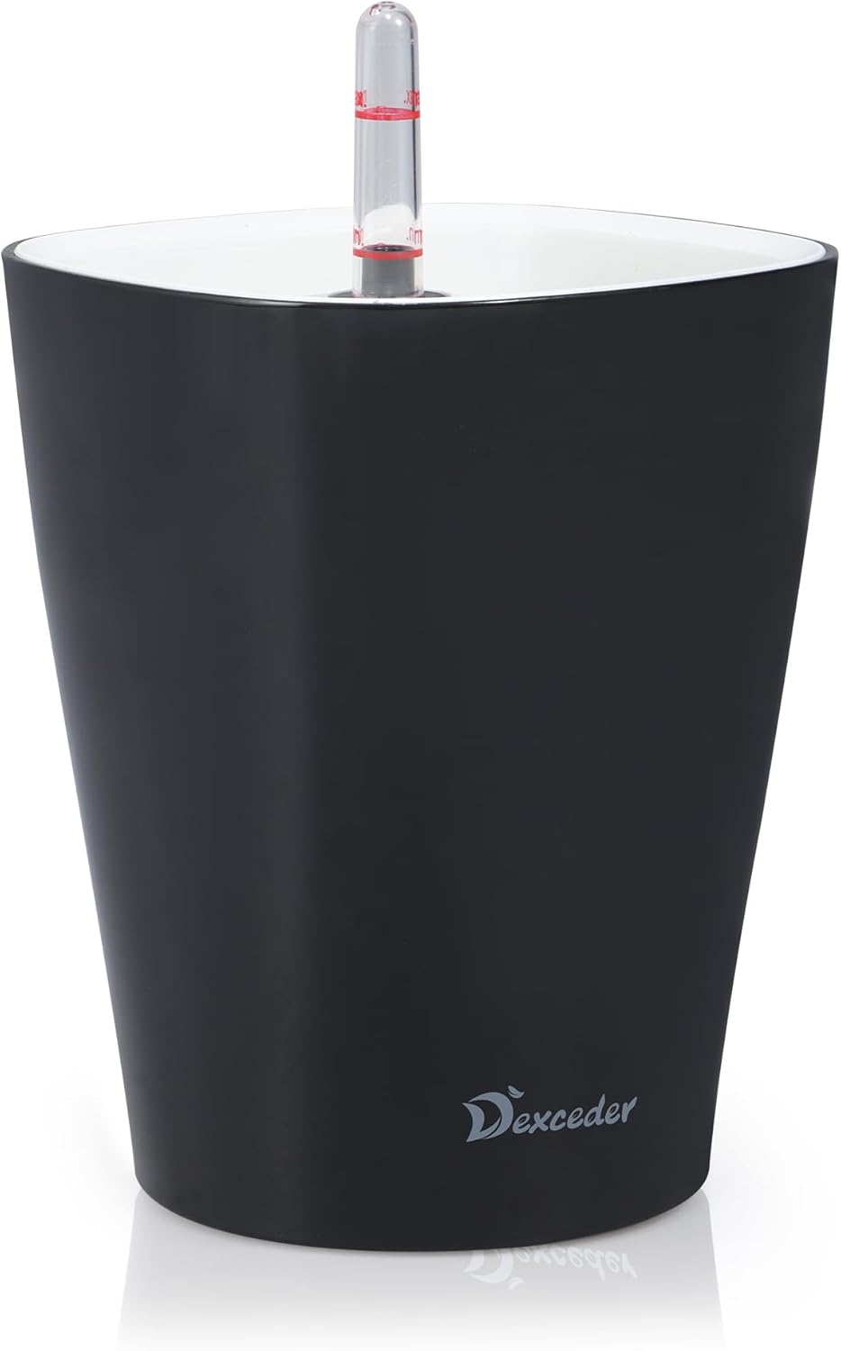 Dexceder 6x7 Self Watering Planter Indoor Outdoor, High Gloss Table Flower Plant Pot with Water