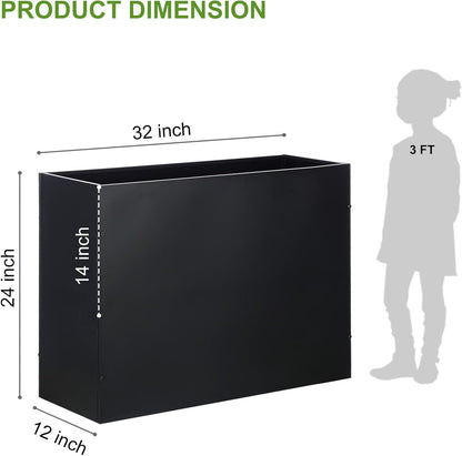 Metal Rectangular Planter Box Tall Planters for Outdoor Plants Modern Heavy Duty with Drainage