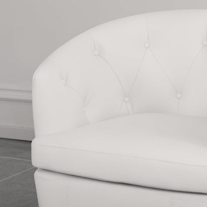 360° Swivel Leather Accent Chair, Modern Barrel Club Chair with Leather Upholstery and Sturdy Base
