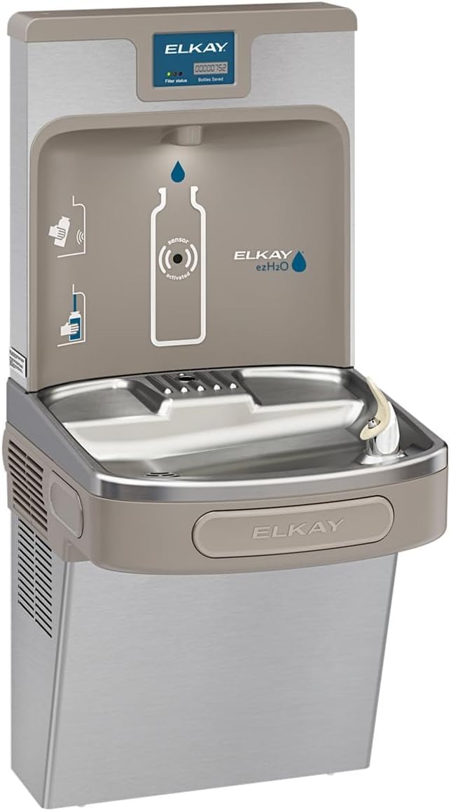 Elkay LZS8WS ezH2O Wall Mounted Drinking Fountain with Hands Free Bottle Filling Station and Water
