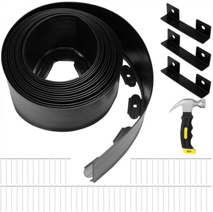 6 Inch Tall 33 ft Length No Dig Landscape Plastic Edging Kit with Hammer Spikes Plastic Garden
