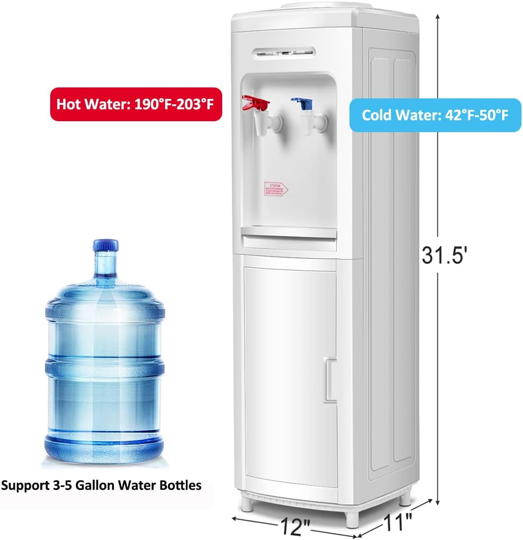 SAFEPLUS Top Loading Water Cooler Dispenser, Hot & Cold Freestanding Water Cooler Holds 5 Gallon