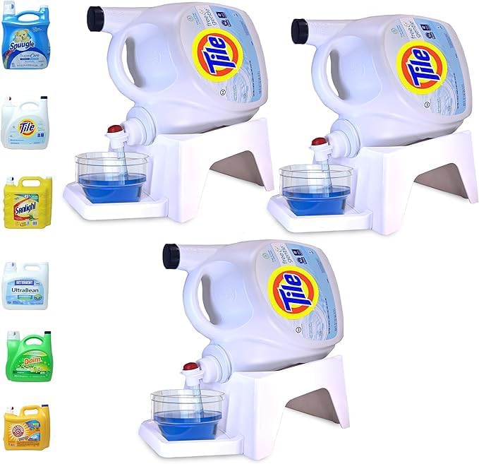 TidyFriend 3 Pack Laundry Detergent Dispenser with Tray & Strap, Laundry Soap Dispenser with