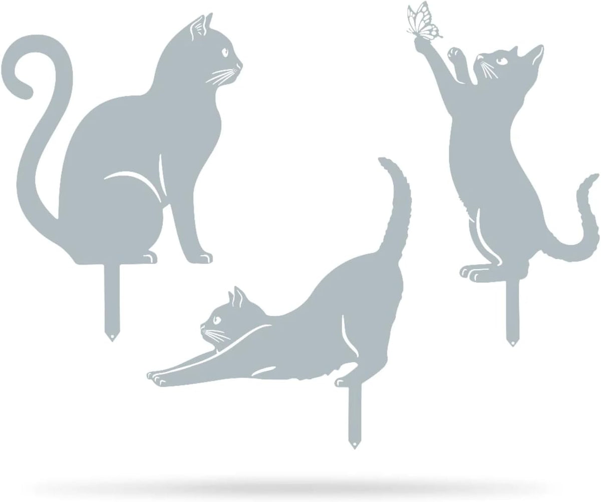 RealSteel I 3 Pack Steel Cat Garden Decor I Outdoor Yard Decorations I Gift for Cat Lovers I Lawn
