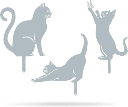 RealSteel I 3 Pack Steel Cat Garden Decor I Outdoor Yard Decorations I Gift for Cat Lovers I Lawn
