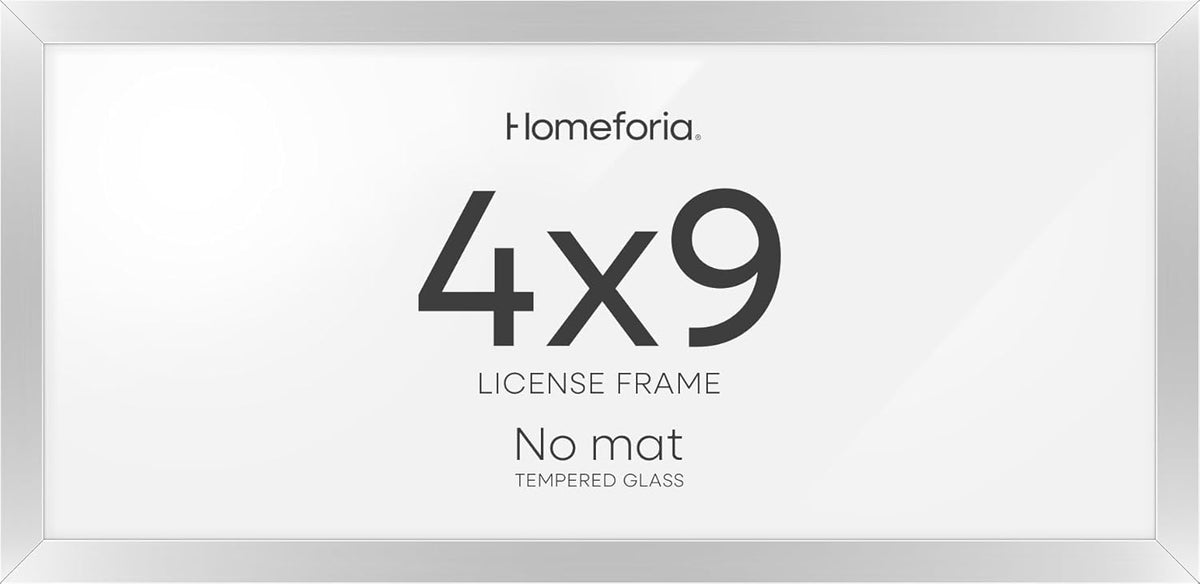 Homeforia 4x9 Business License Frame, High End Metal 4 x 9 Silver Certificate Frame with Real