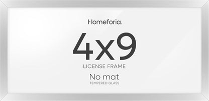 Homeforia 4x9 Business License Frame, High End Metal 4 x 9 Silver Certificate Frame with Real