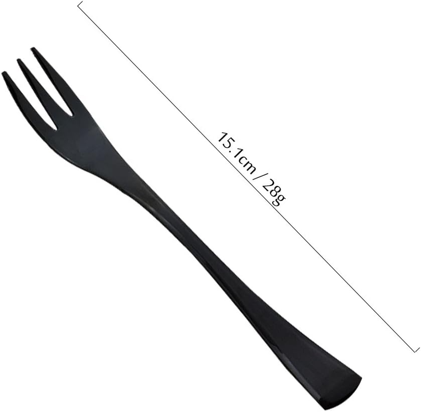 JASHII 18/10 Stainless Steel 4 Piece Mirror Polished Black Cake Fork Pie Fork Black Server Utensil