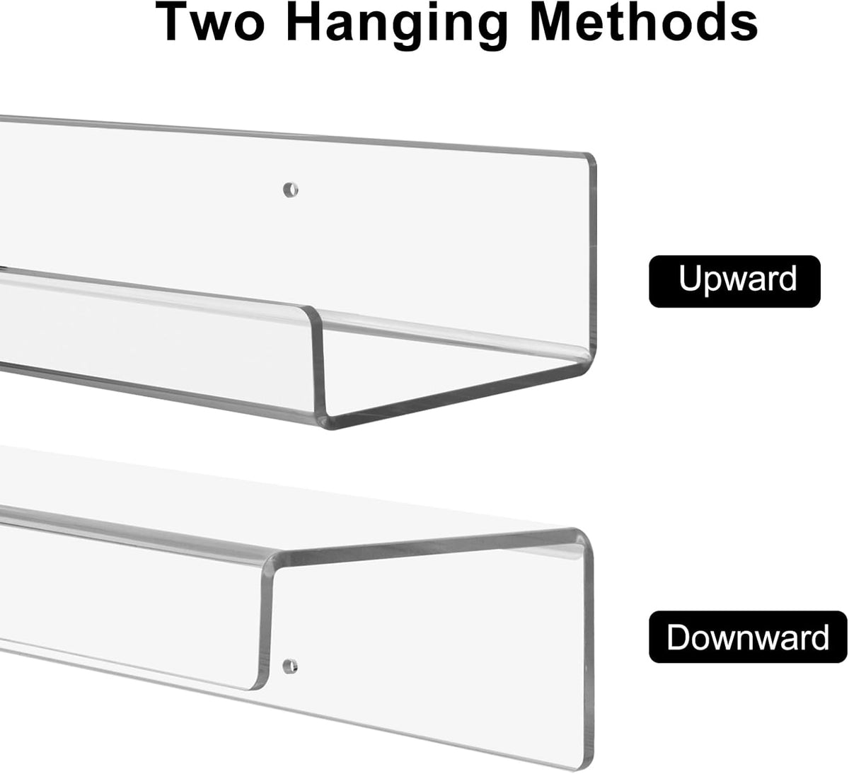 6 Pack Clear Acrylic Floating Shelves for Wall, 15'' Plastic Wall Mounted Display Shelf Kids