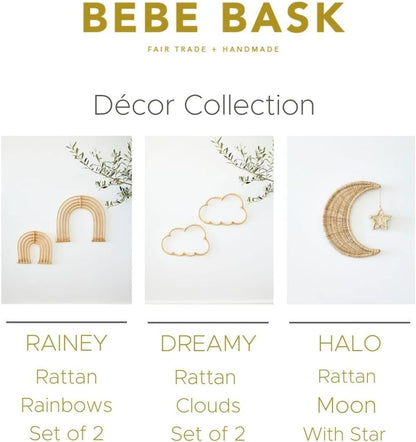 BEBE BASK Handmade Wicker Cloud Décor Set of 2 - Rattan Cloud Decorations - Décor for Bedroom and