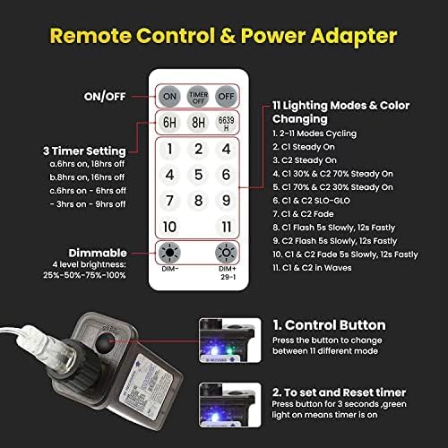 Multicolor Crystal Globe String Lights Plug in 116 Ft. 200 LED 8 Modes with Remote,Waterproof Fairy