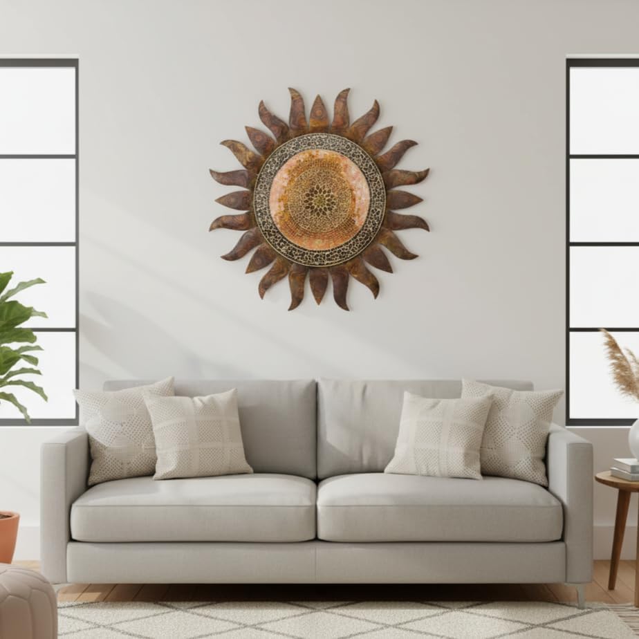 Regal Art & Gift Gold Large Metal Sun Wall Decor - 36 Inch | Indoor Outdoor Rust-Resistant Sunburst
