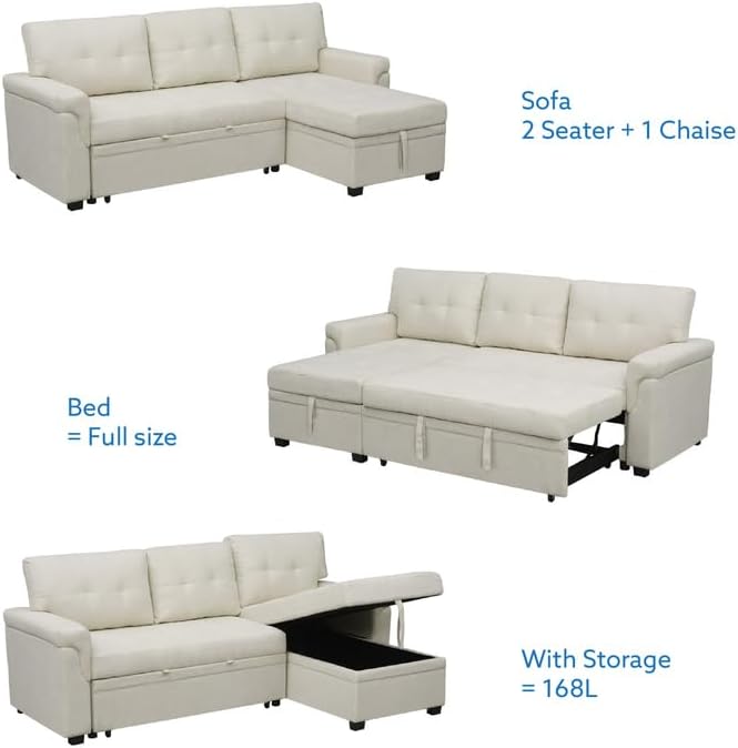 Naomi Home Transform Any Space: Sleeper Sectional Sofa with Convertible Sofa Bed & Inviting Chaise.