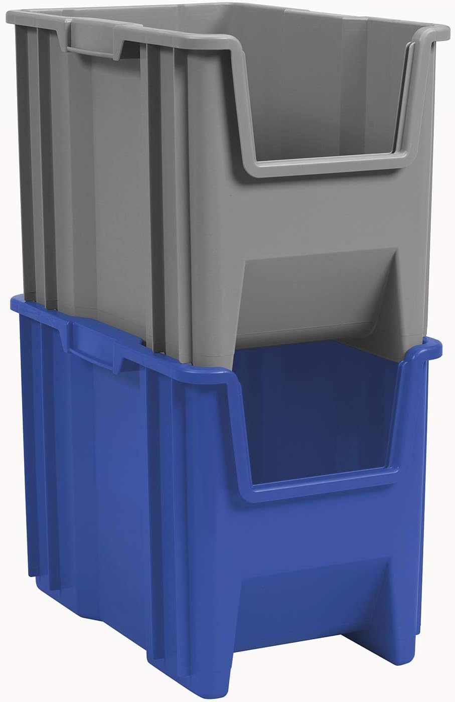 Akro-Mils 13014 Stak-N-Store Stackable Storage Bins, Heavy Duty Garage Storage Containers, Open