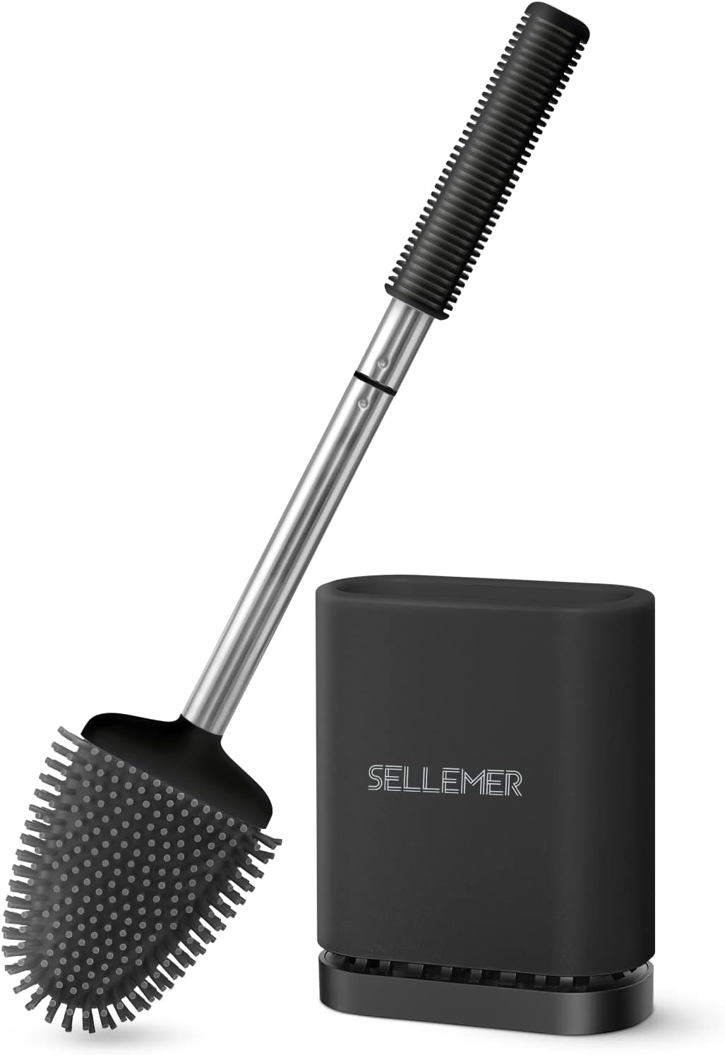 Sellemer Toilet Brush and Holder Set - Flexible Toilet Bowl Brush Head with Silicone Bristles
