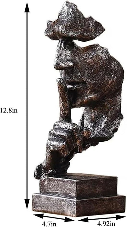 Silence is a Golden Statue Modern Mens Creative Office Home Room Decorations Sculpture Bookshelf