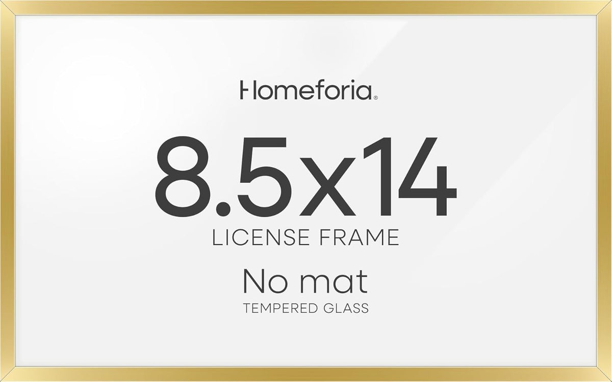 Homeforia 8.5x14 Marriage License Frame Gold, High End Metal 8.5 x 14 Marriage Certificate Frames
