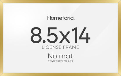 Homeforia 8.5x14 Marriage License Frame Gold, High End Metal 8.5 x 14 Marriage Certificate Frames