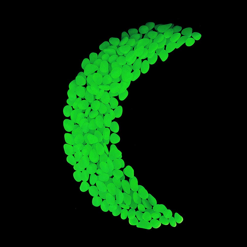 Glow Pebbles Green, 480 pcs Green Glowing Rocks for Outdoor Decor, Garden Lawn Yard, Aquarium