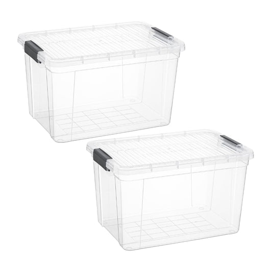 Superio Clear Storage Boxes with Lids, 14.25 Quart Plastic Container Bins for Organizing, Stackable