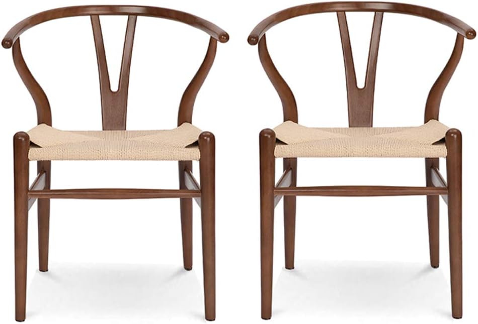 Wishbone Chair Natural Solid Wood Dining Chair/Hans Vegner Y Chair Rattan and Wood Accent Armrest