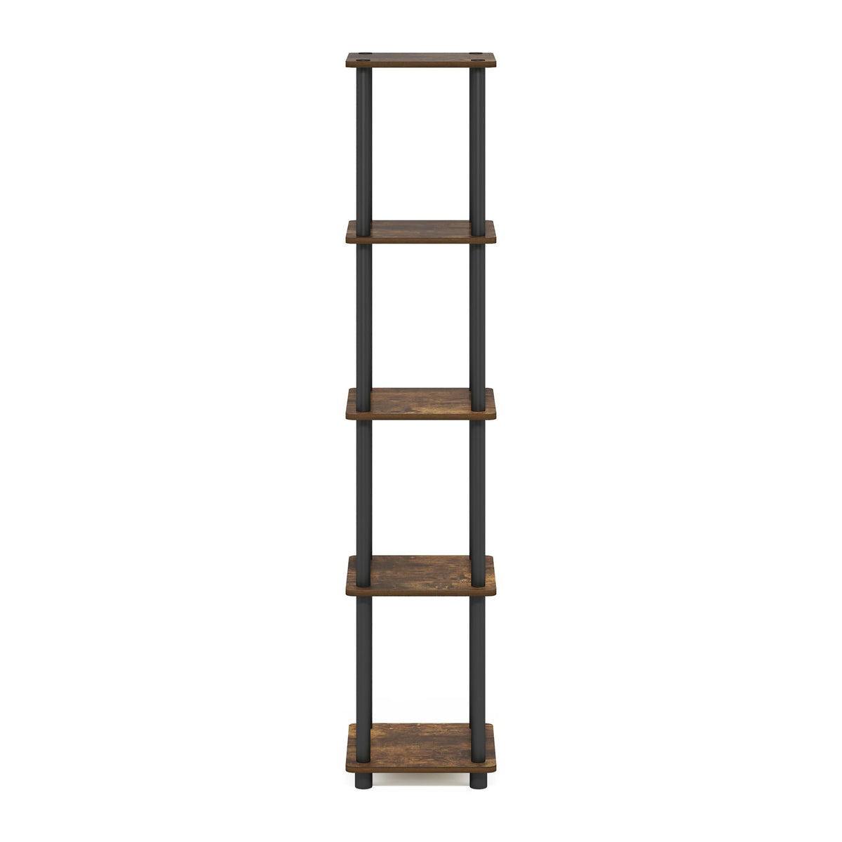 Furinno Turn-N-Tube Storage Shelves, 5-Tier Square Book Shelf, Corner Shelf, Toolless Open Shelves