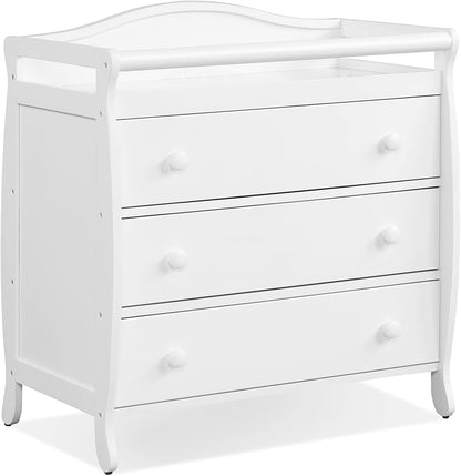 Costzon 3-Drawer Changing Table, Infant Diaper Changing Station with Drawers, Safety Rails & Strap