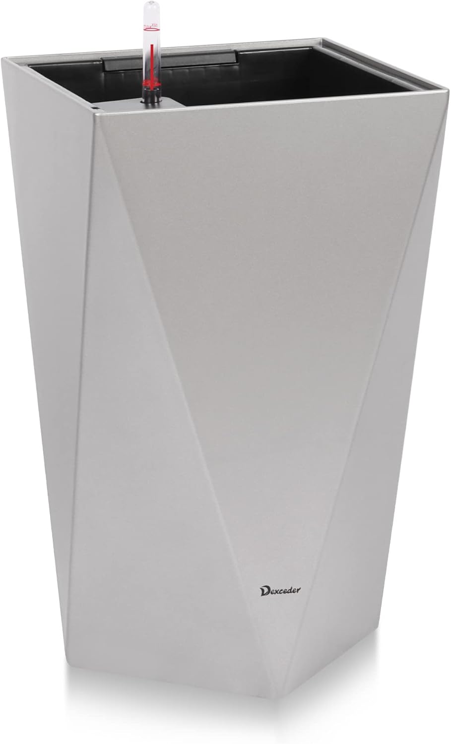 Dexceder 20 Inches Tall Self Watering Planter Diamond Metallic Matte Indoor Outdoor, Thickened