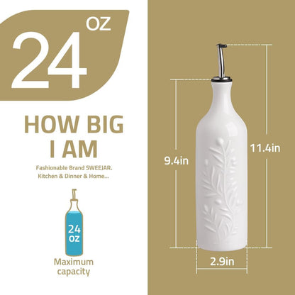 Sweejar Large Olive Oil Dispenser Bottle with Spout, 24 Oz Ceramic Oil Dispenser for Kitchen