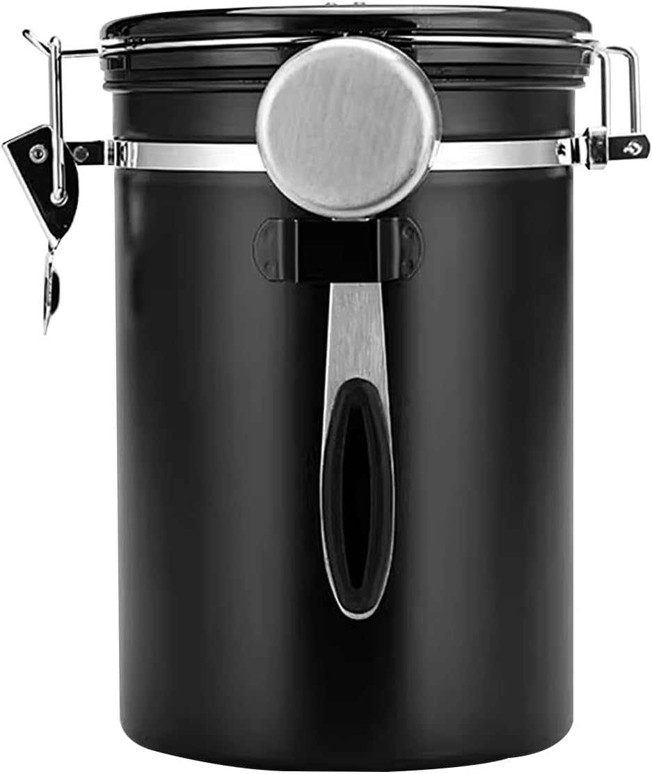 Coffee Canister Airtight Storage Container Stainless Steel Coffee Jar with Scoop,Date Tracker CO2