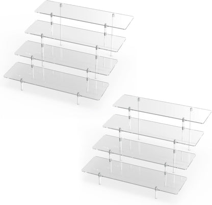 Acrylic Display Riser Stand Shelf Clear 4 Tier Cupcake Stand Perfume Display Holder Figures Desktop
