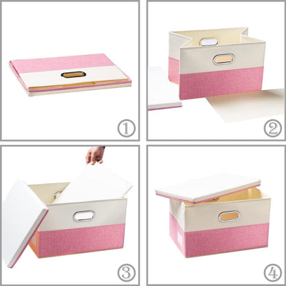 PRANDOM Large Collapsible Storage Bins with Lids [3-Pack] Fabric Foldable Storage Boxes Organizer