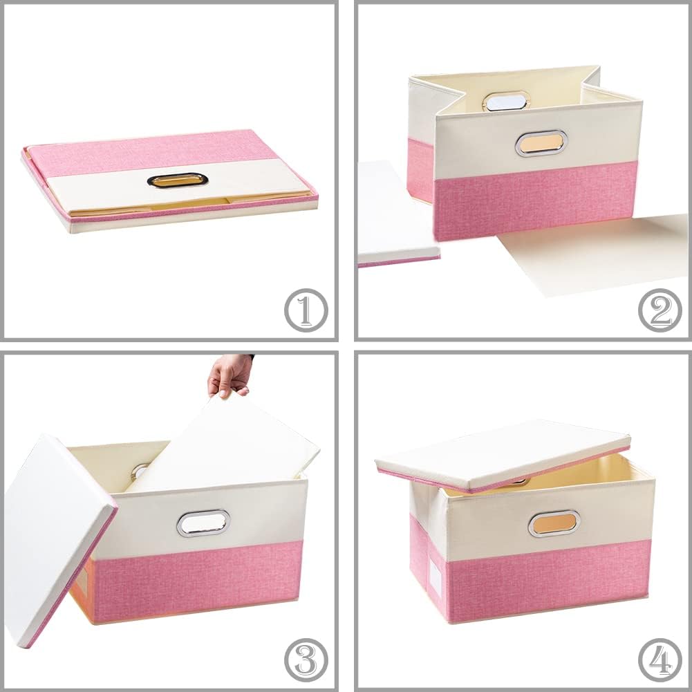 PRANDOM Collapsible Storage Bin with Lid [3-Pack] Fabric Foldable Storage Box Organizer Container
