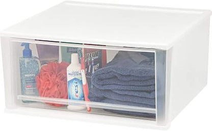 IRIS USA 7 Qt. Plastic Drawer Storage Organizer Stacking Drawers, 4-Pack, Stackable Unit with