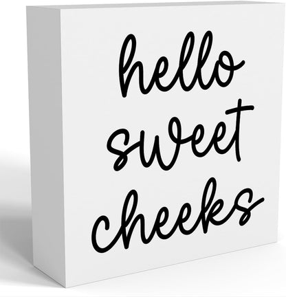 Hello Sweet Cheeks Bathroom Decor, Funny Bathroom Signs Decoration, Black and White Bathroom