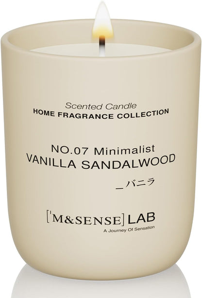 M&SENSE Natural Soy Candle| Vanilla Sandalwood | 5.3 oz | Minimalist Scented Candle for Relaxation