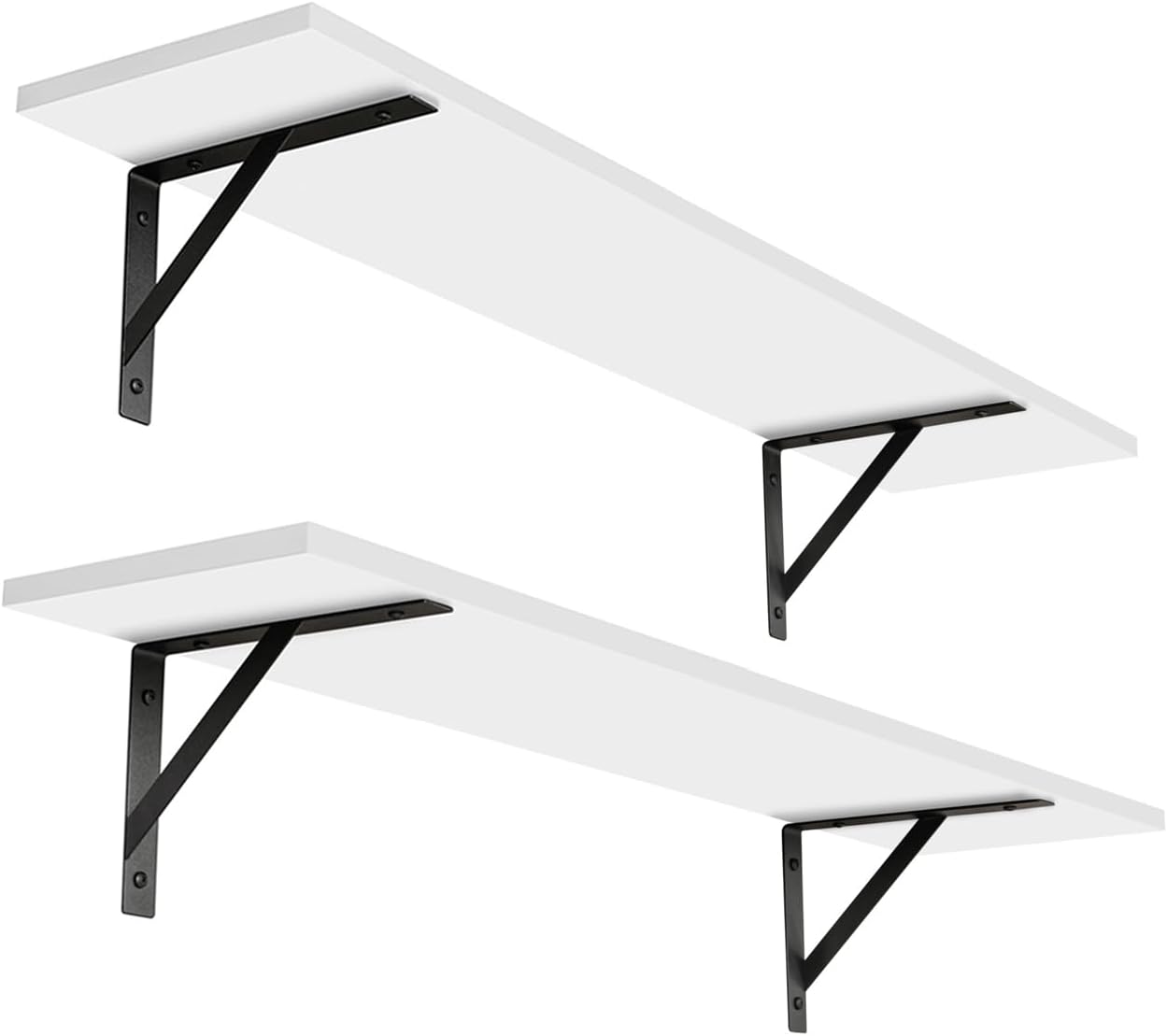 DINZI LVJ Long Wall Shelves, 31.5 x 7.9 x 6.1 Inches, Set of 2 White Floating Shelves