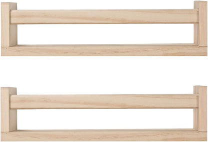 Nursery Floating Book Shelves for Kids Room, Kitchen Spice Rack, or Rustic Wall Mounted Shelves for