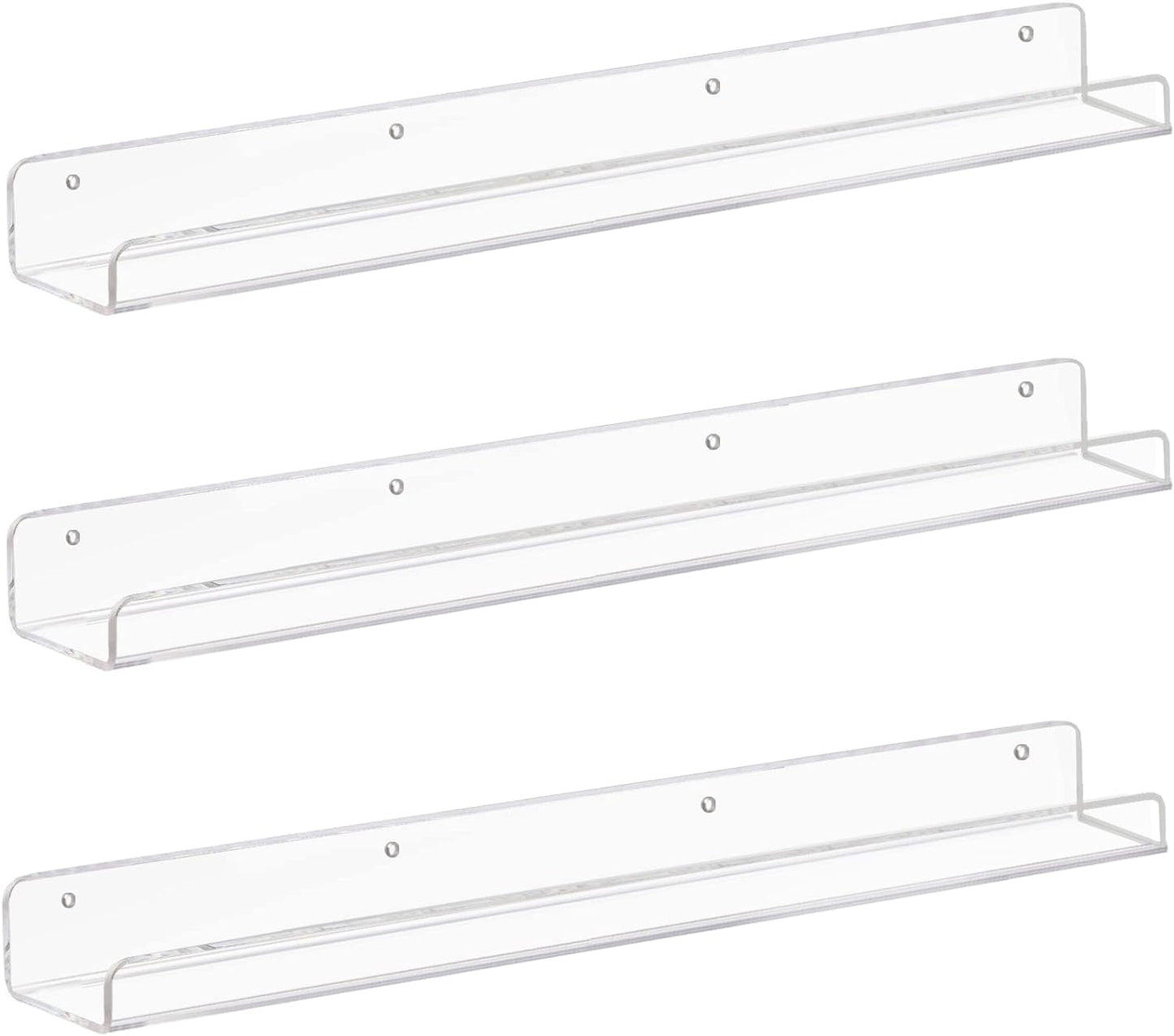 Weiai Clear Acrylic Floating Shelves 24 inches, Wall Bookshelf for Kids, Transparent Book Shelf