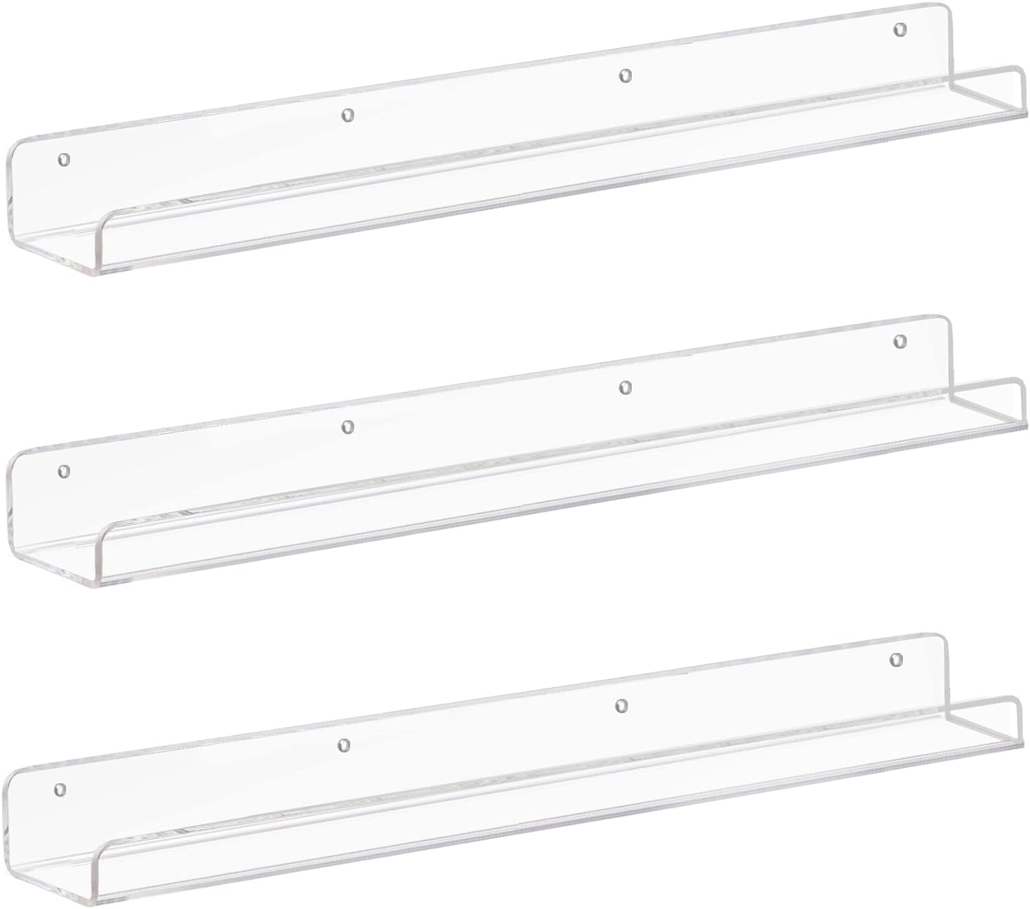 Weiai Clear Acrylic Floating Shelves 24 inches, Wall Bookshelf for Kids, Transparent Book Shelf