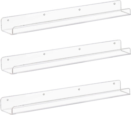 Weiai Clear Acrylic Floating Shelves 24 inches, Wall Bookshelf for Kids, Transparent Book Shelf