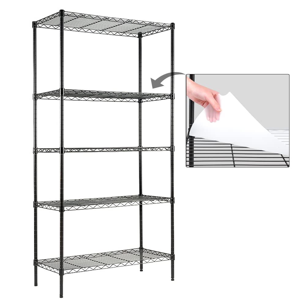 EFINE 5-Shelf Shelving Unit with Shelf Liners Set of 5, Adjustable, Metal Wire Shelves, 150lbs