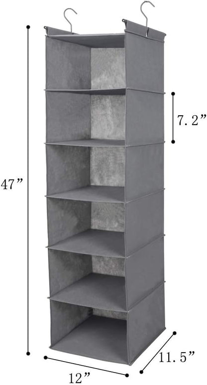 MAX Houser 6 Tier Shelf Hanging Closet Organizer, Closet Hanging Shelf with 2 Sturdy Hooks for