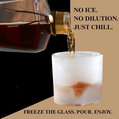 Lake Tahoe Heavy Crystal Whiskey Glasses Gift Set of 2, Thick Freezable Bourbon Glass 1lb Each
