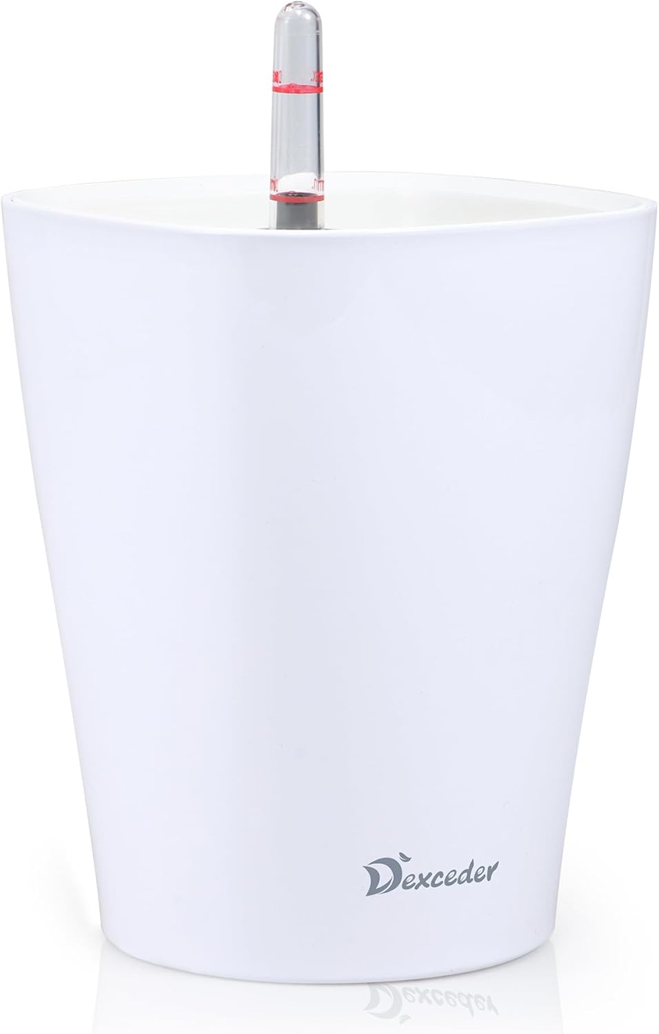 Dexceder 6x7 Self Watering Planter Indoor Outdoor, High Gloss Table Flower Plant Pot with Water