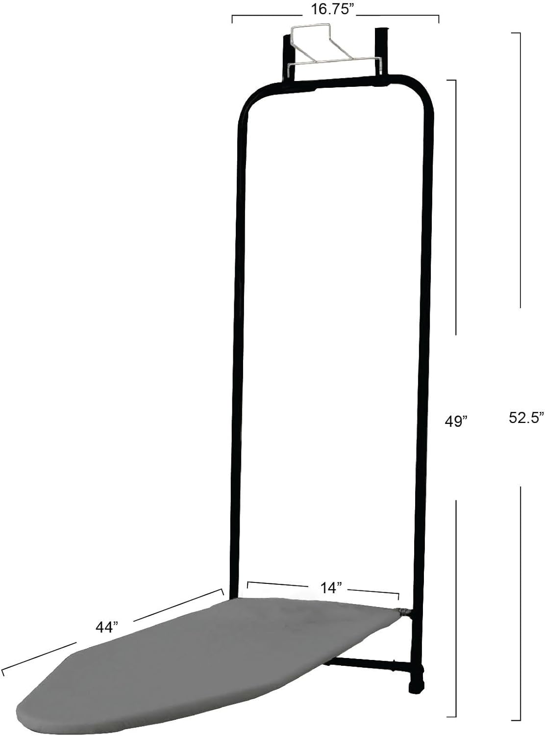 Household Essentials Over-The-Door Ironing Board with Iron Holder | Compact, Self-Closing Design