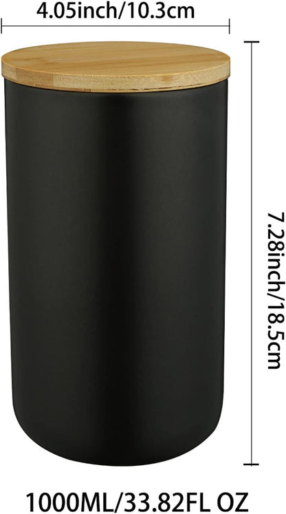Ceramic Food Storage Jar Canister Modern Design Food Canisters with Airtight Seal Bamboo Lid, Loose