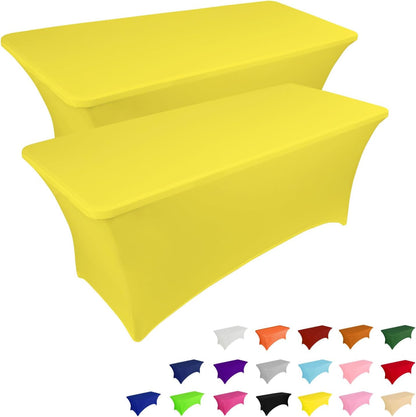 IVAPUPU 2 Pack 4FT Table Cloth for Rectangular Fitted Events Stretch Yellow Table Covers Washable