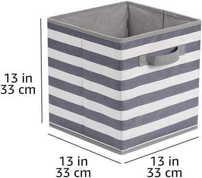 Amazon Basics Cube Organizer Storage Bins Handles, Collapsible Fabric, Pack of 6, 13"x13"x13"