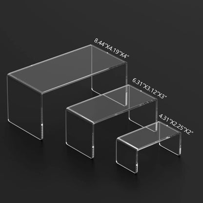 HIIMIEI Acrylic Risers for Display Clear 3-Tier Risers Stands Showcase for Amiibo Funko Pop